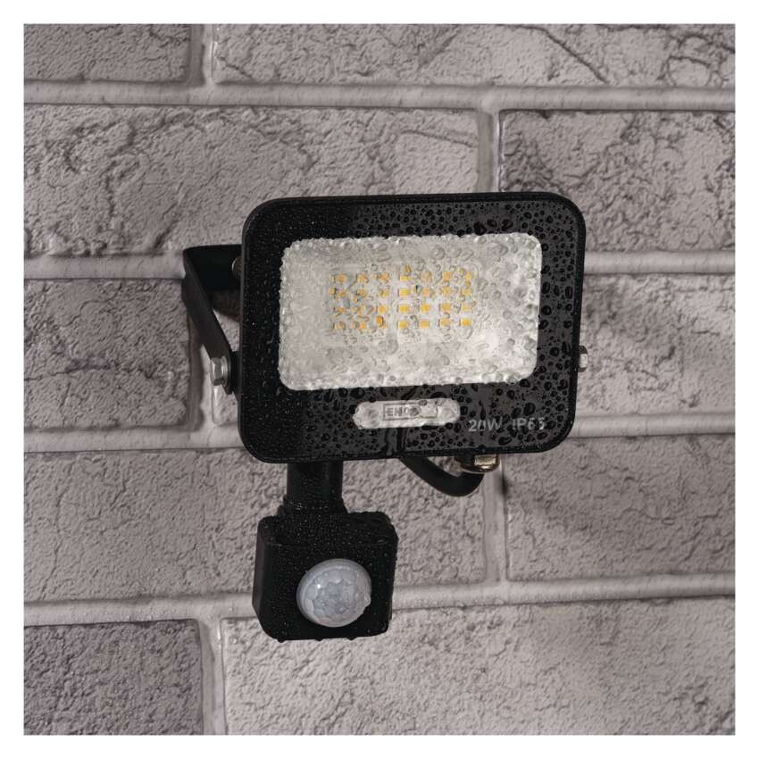 LED reflektor GLARO s pohybovým čidlem, 20 W, černý, IP54, 2000 lm, neutrální bílá