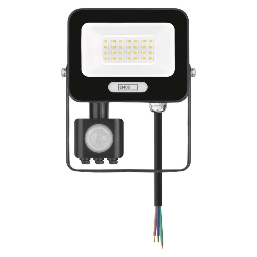 LED reflektor GLARO s pohybovým čidlem, 20 W, černý, IP54, 2000 lm, neutrální bílá