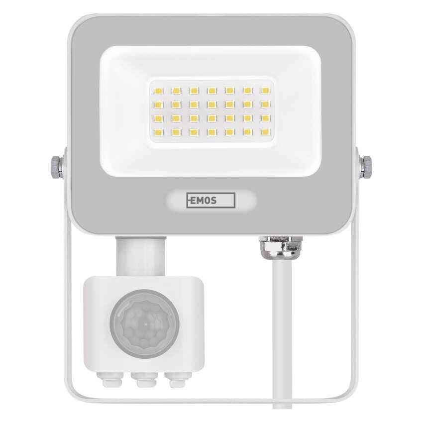 LED reflektor GLARO s pohybovým čidlem, 20 W, bílý, IP54, 2000 lm, neutrální bílá