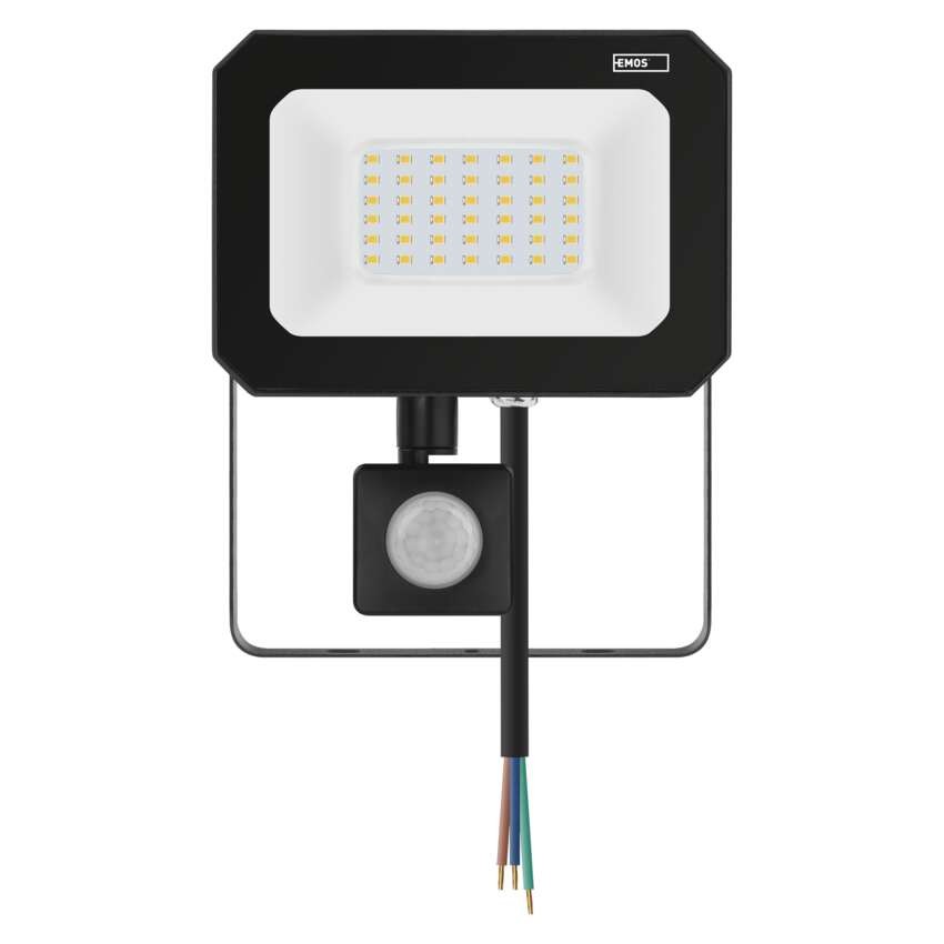 LED reflektor SIMPO s pohybovým čidlem, 30 W, černý, neutrální bílá