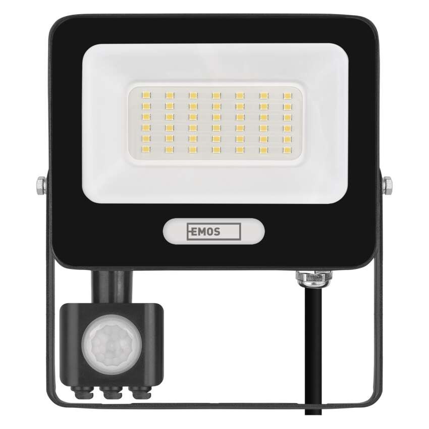 LED reflektor GLARO s pohybovým čidlem, 30 W, černý, IP54, 3000 lm, neutrální bílá