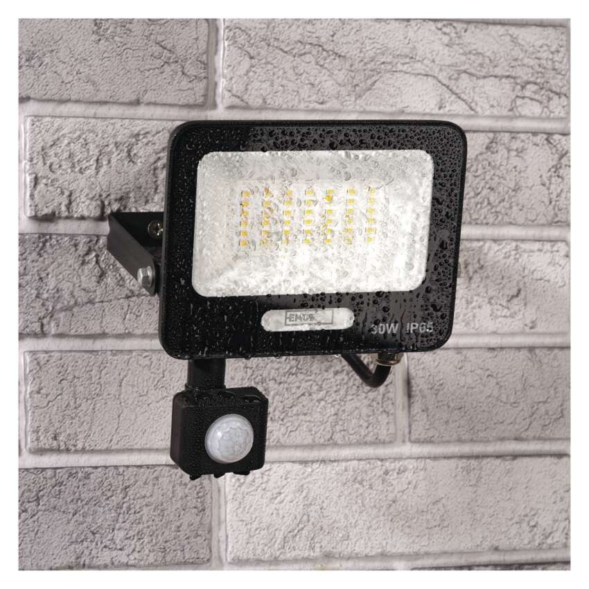 LED reflektor GLARO s pohybovým čidlem, 30 W, černý, IP54, 3000 lm, neutrální bílá
