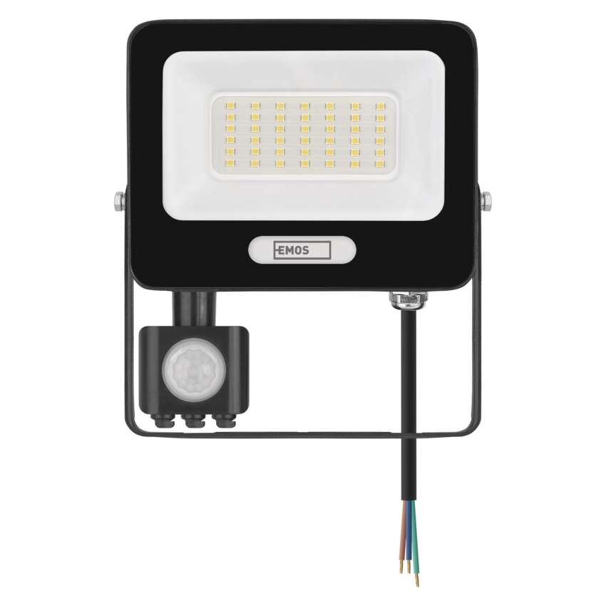 LED reflektor GLARO s pohybovým čidlem, 30 W, černý, IP54, 3000 lm, neutrální bílá