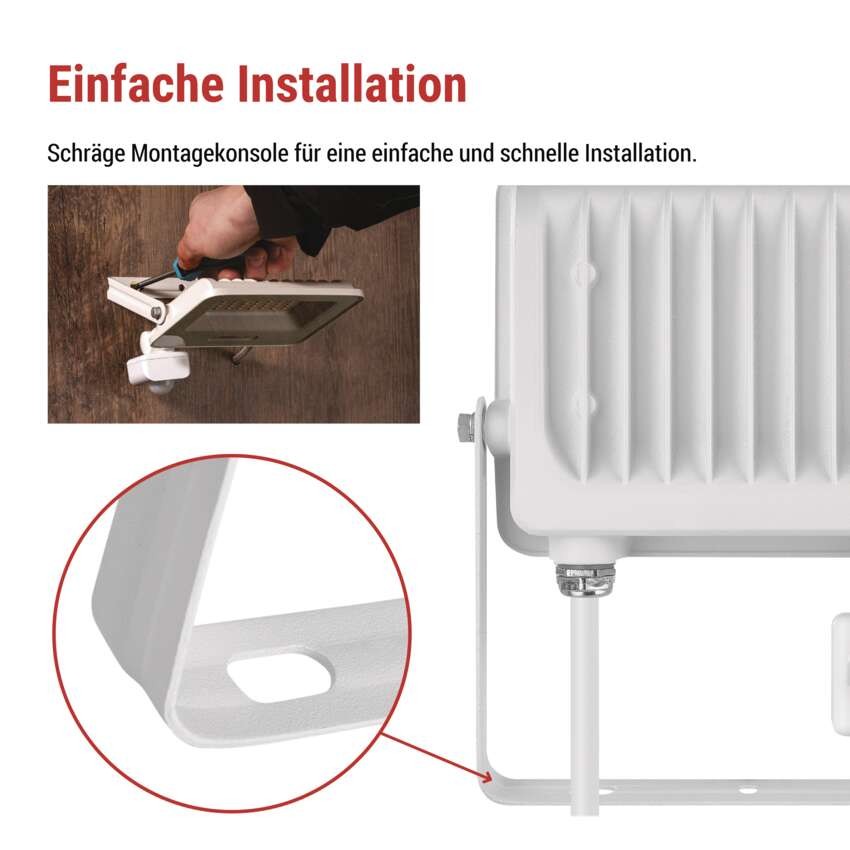 LED reflektor GLARO mit Bewegungssensor, 30 W,weiß, IP54, 3000 lm, neutralweiß
