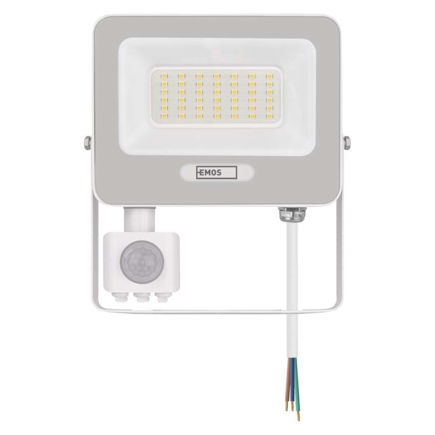 LED reflektor GLARO s pohybovým čidlem, 30 W, bílý, IP54, 3000 lm, neutrální bílá