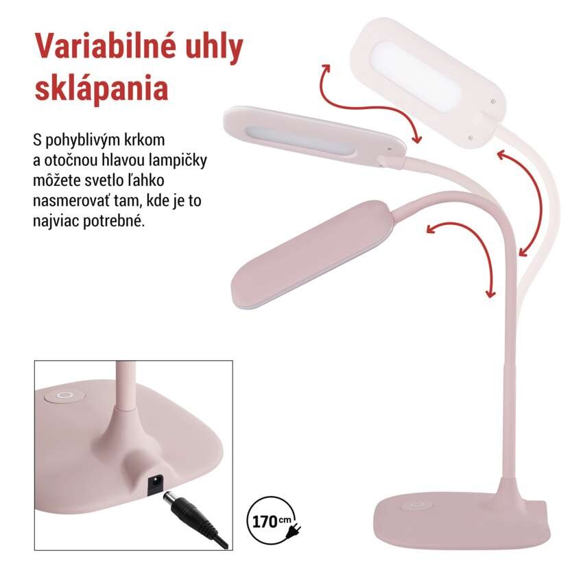 LED stolná lampa STELLA, ružová