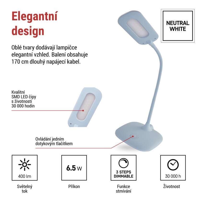 LED stolní lampa STELLA, modrá
