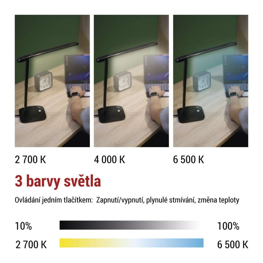 LED stolní lampa CHASE, černá