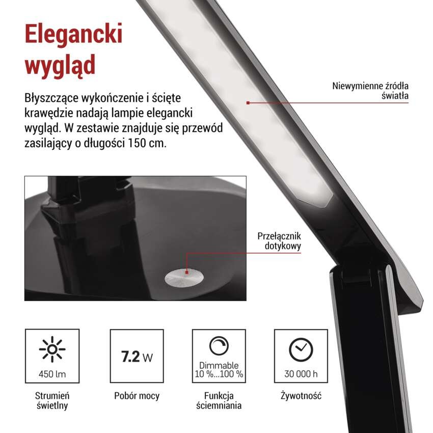 Lampa biurkowa LED CHASE czarna