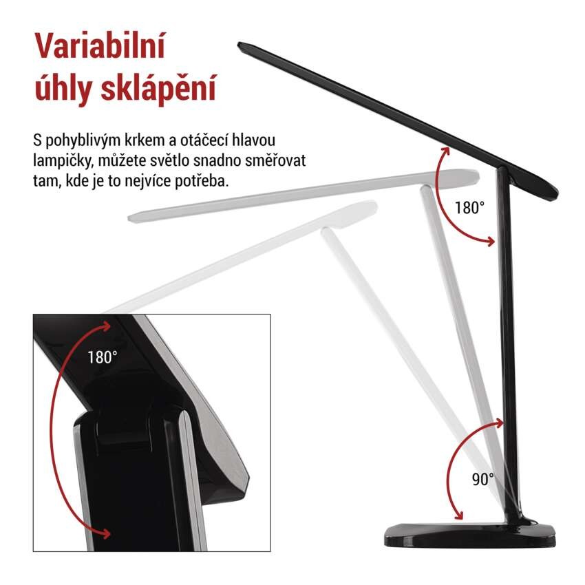 LED stolní lampa CHASE, černá