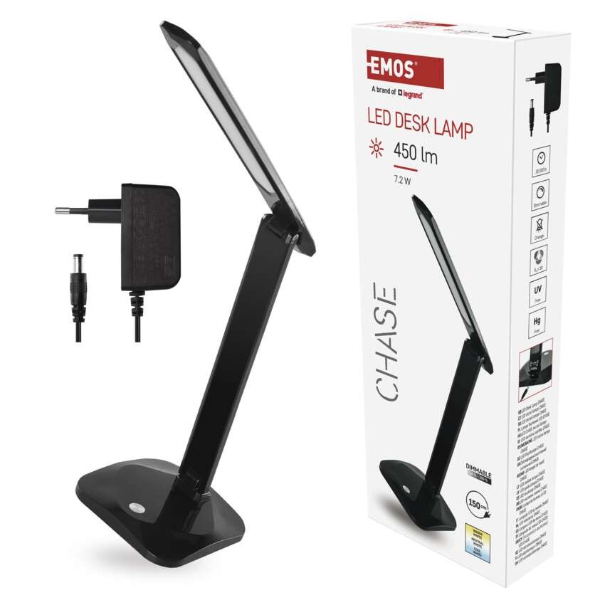 LED stolní lampa CHASE, černá