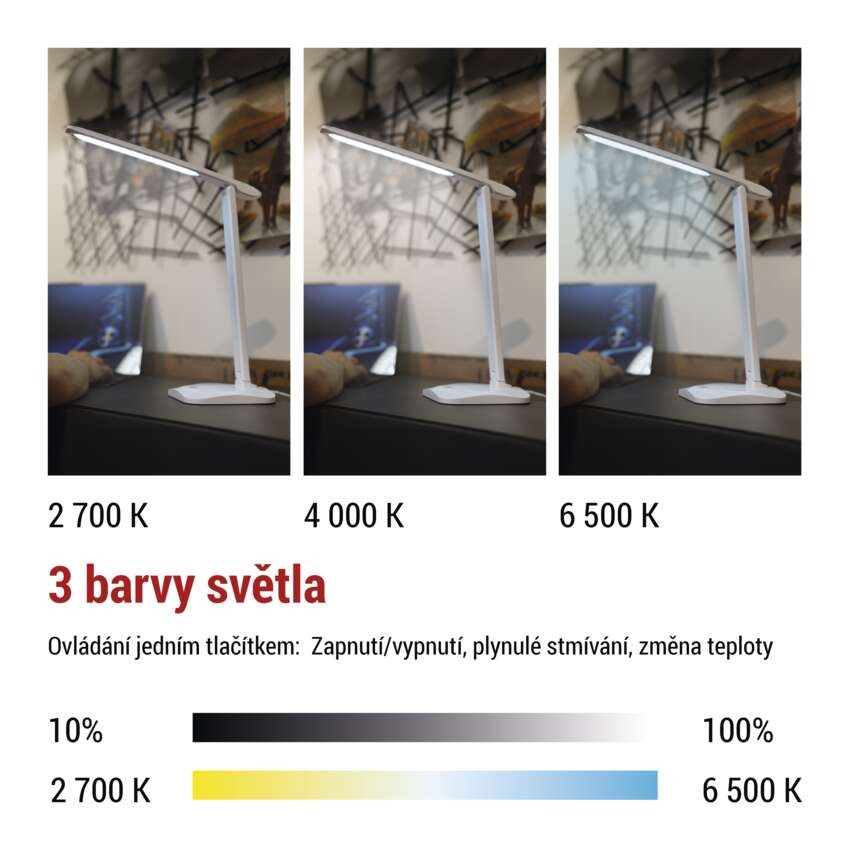LED stolní lampa CHASE, bílá