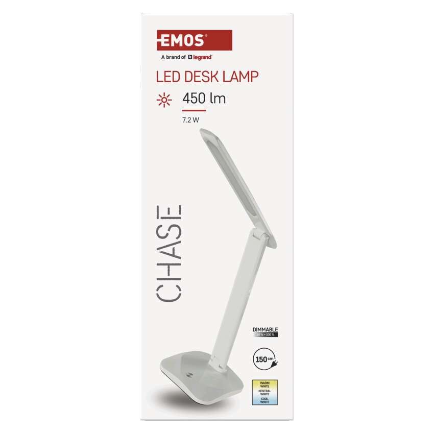 LED stolní lampa CHASE, bílá