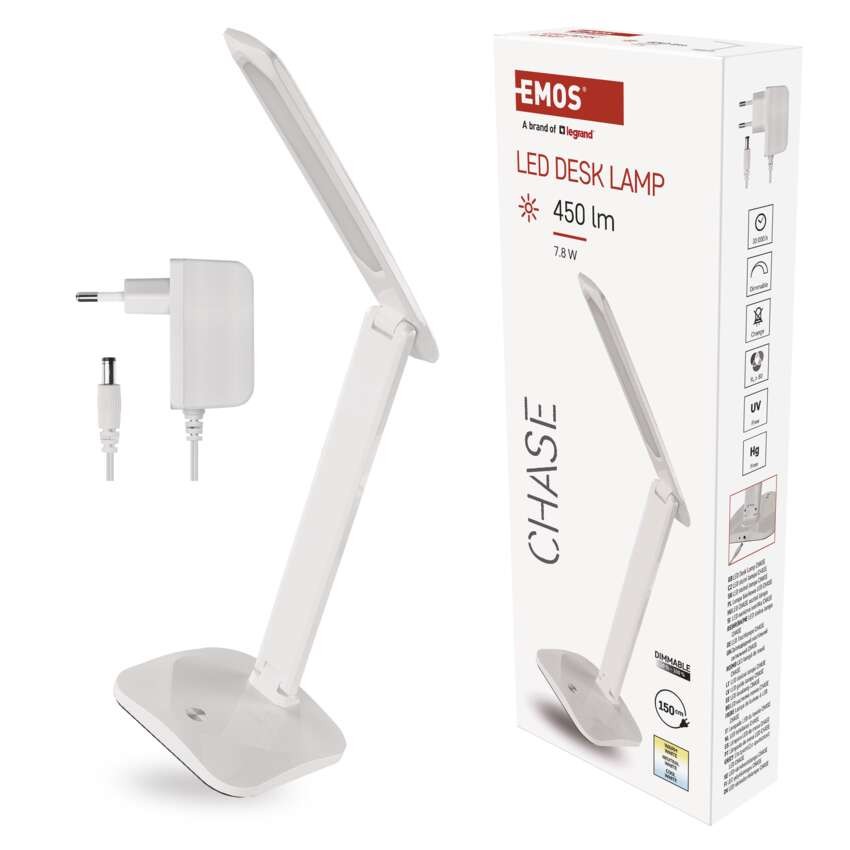 LED stolní lampa CHASE, bílá