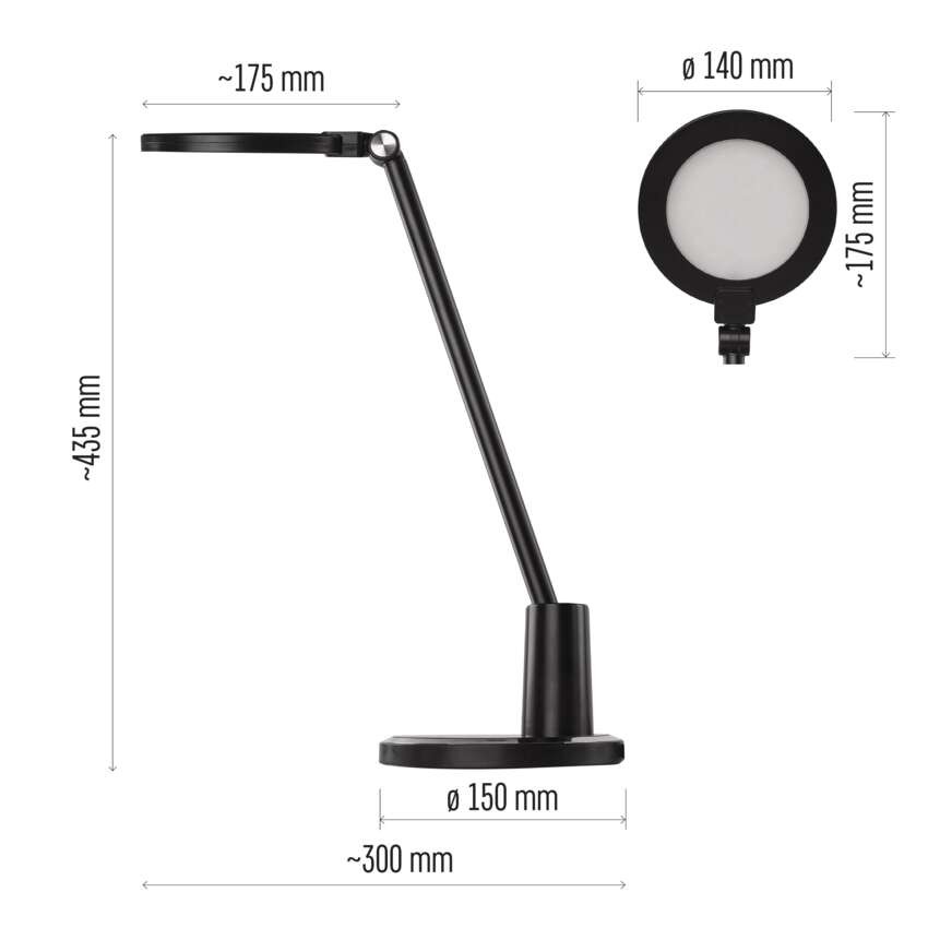 LED stolná lampa WESLEY, čierna