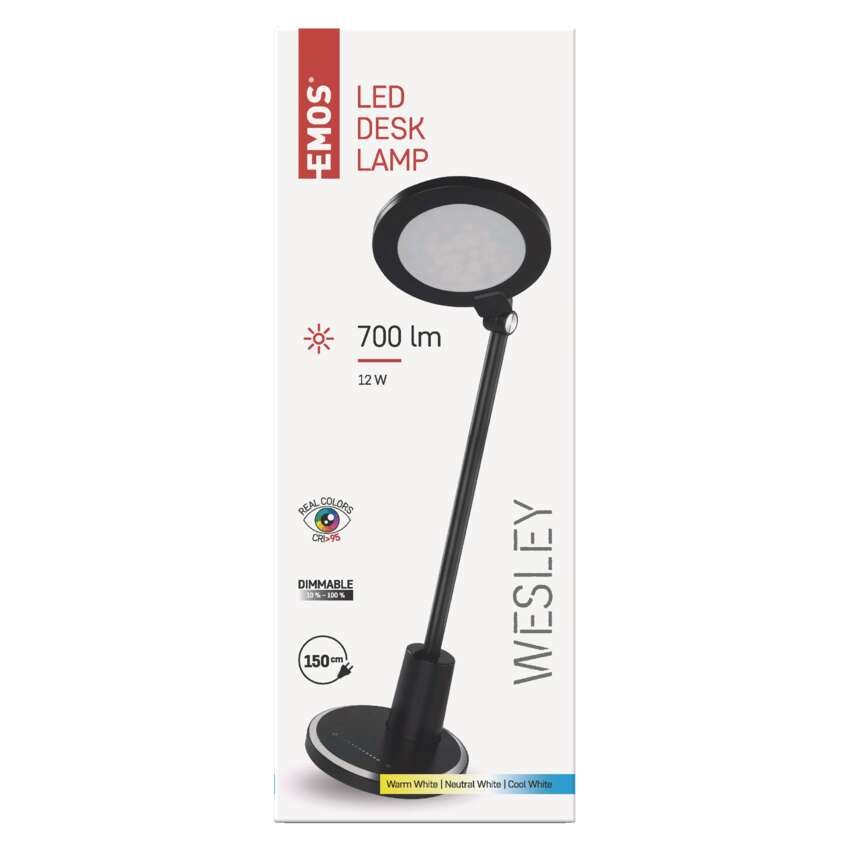 LED stolná lampa WESLEY, čierna
