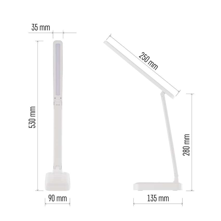 LED stolní lampa AMY, nabíjecí, bílá