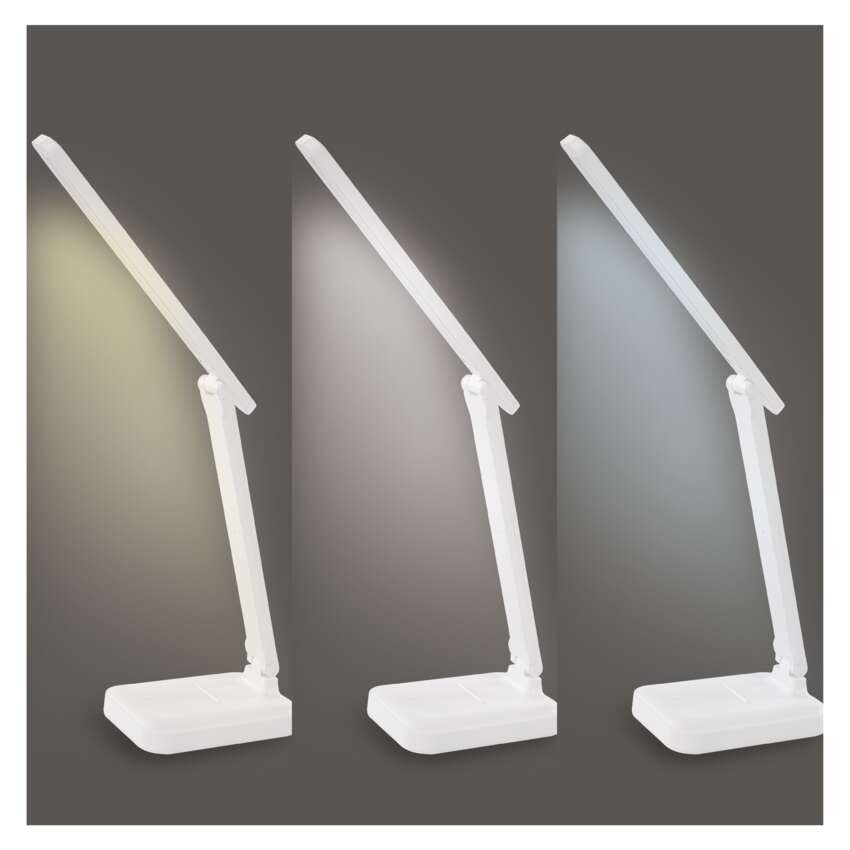 LED stolní lampa AMY, nabíjecí, bílá