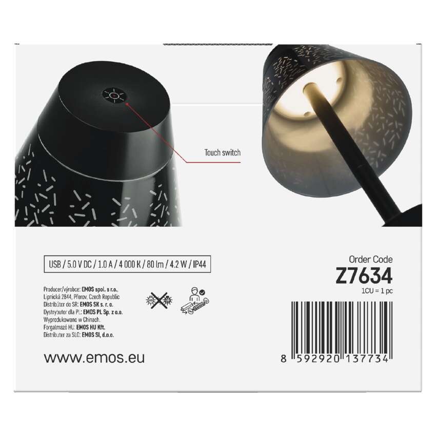 LED stolní lampa GRACE, nabíjecí, černá