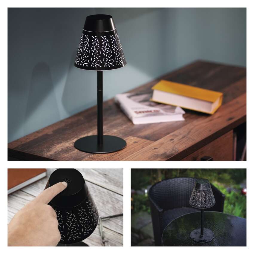 LED stolní lampa GRACE, nabíjecí, černá