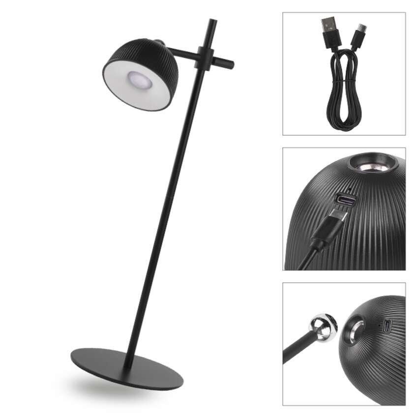 LED stolní lampa SOPHIE, nabíjecí, černá