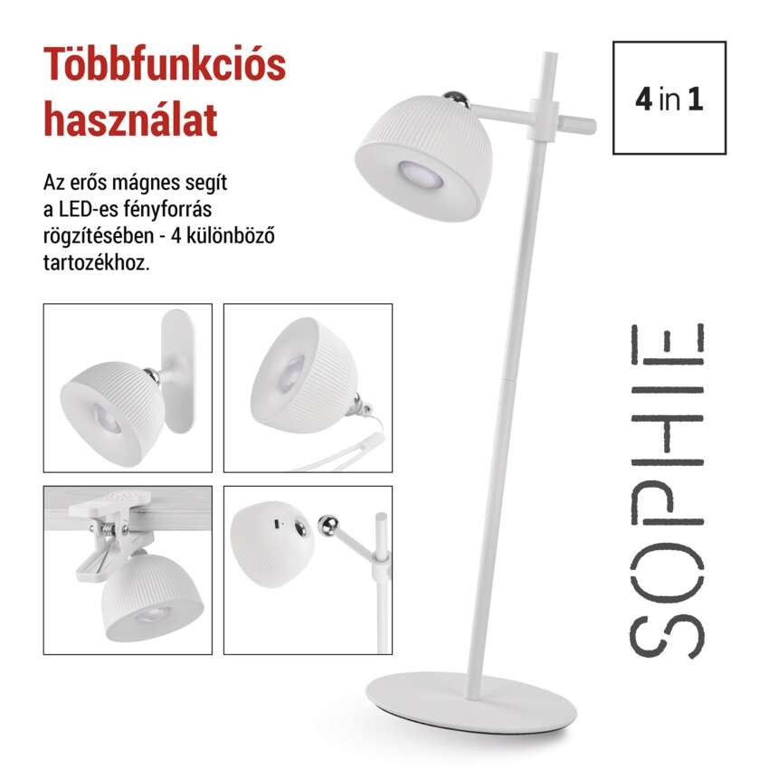 EMOS Sophie LED asztali lámpa, újratölthető, fehér