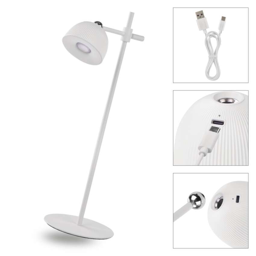 LED stolní lampa SOPHIE, nabíjecí, bílá