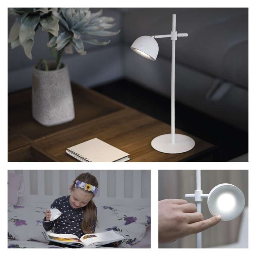 LED stolní lampa SOPHIE, nabíjecí, bílá