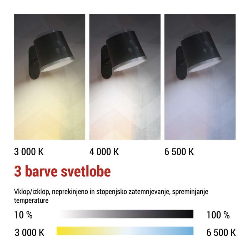 Namizna LED svetilka ABBIE, polnilna, črna