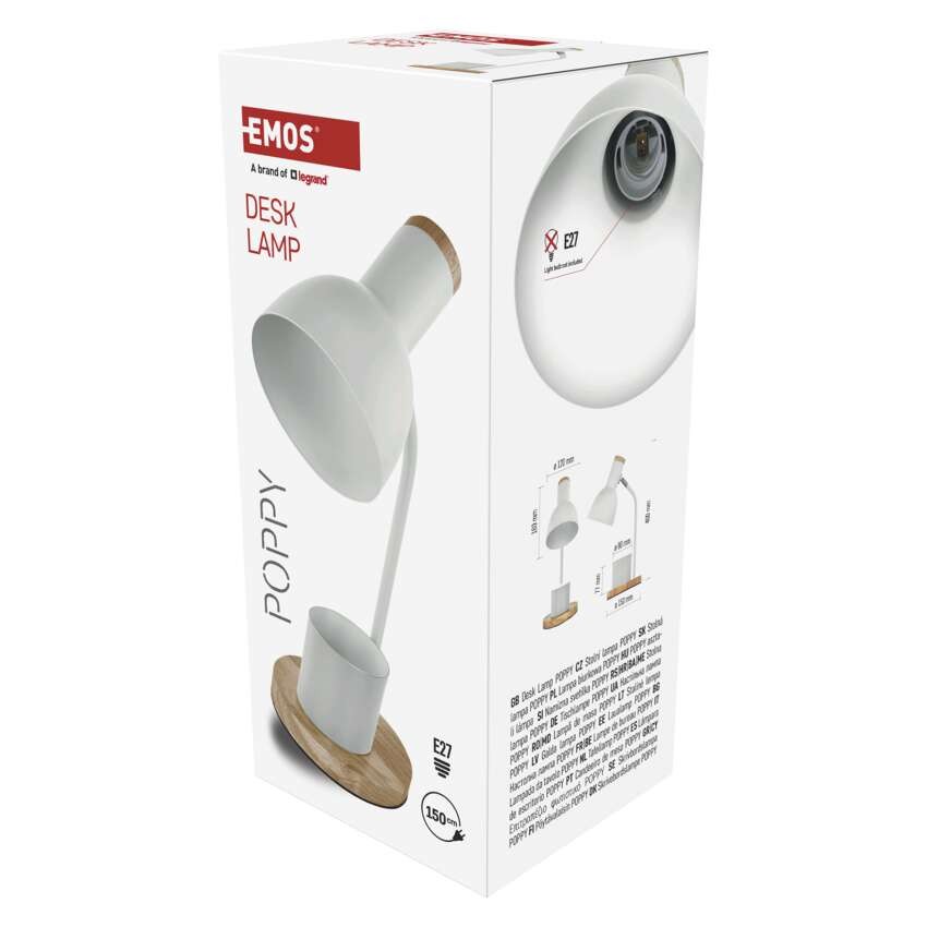 Stolní lampa POPPY na žárovku E27, bílá