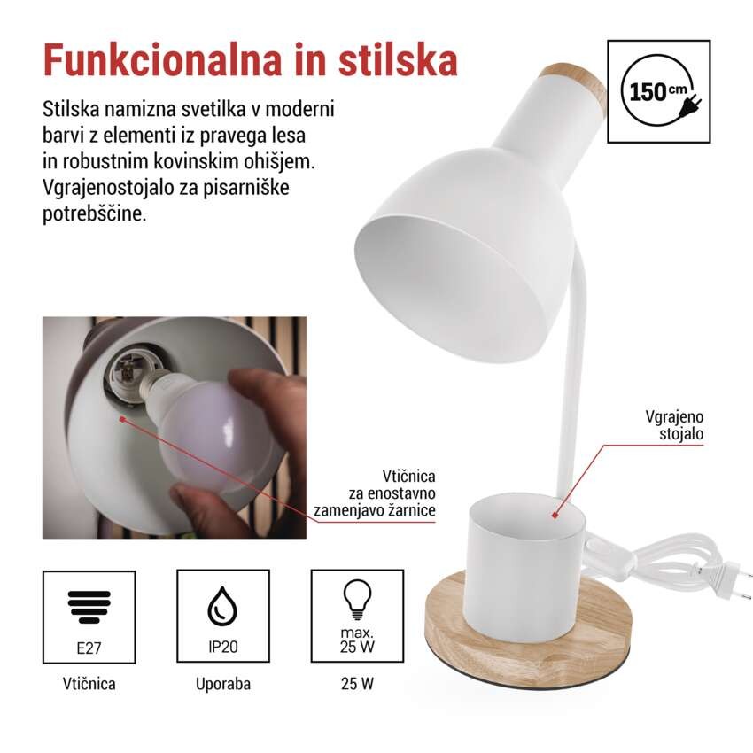 Namizna svetilka POPPY bela