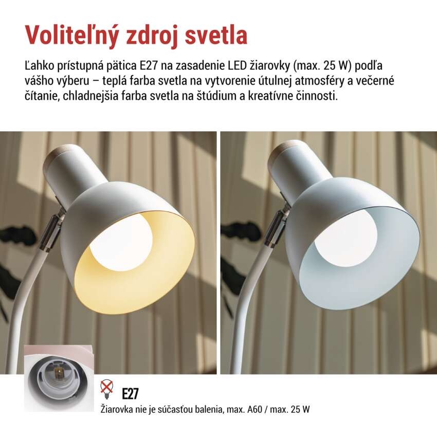 Stolná lampa POPPY, biela