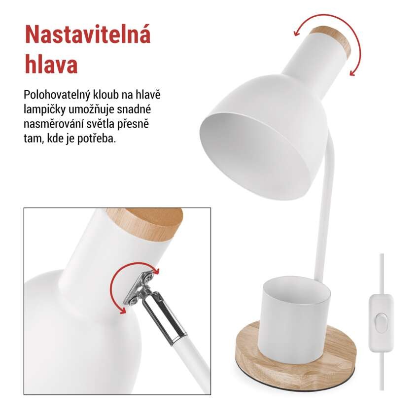 Stolní lampa POPPY na žárovku E27, bílá