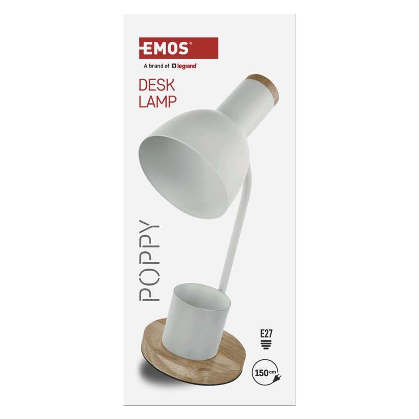 Stolní lampa POPPY na žárovku E27, bílá