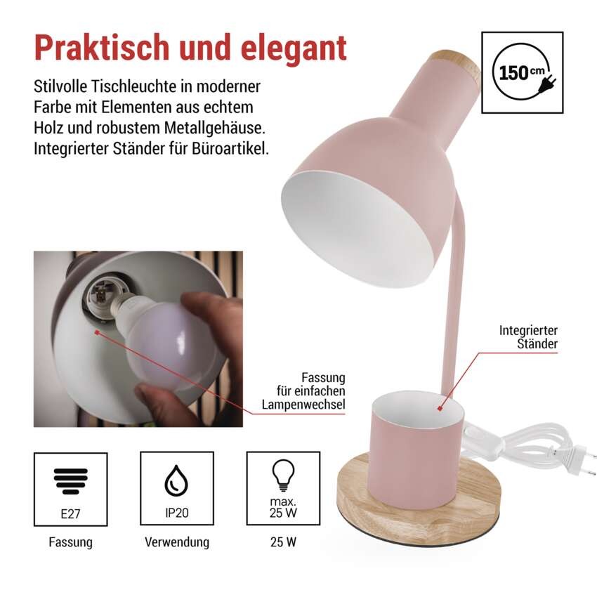 Schreibtischlampe POPPY, rosa