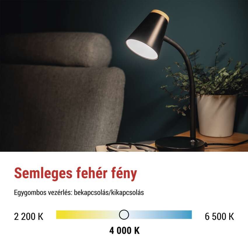 EMOS Tara LED asztali lámpa, fekete