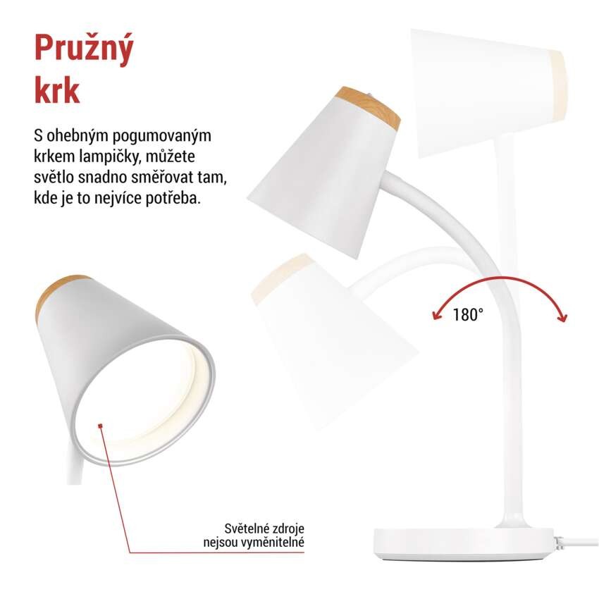 LED stolní lampa TARA, bílá