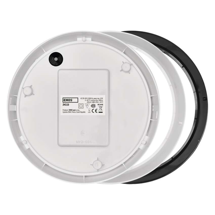 LED Deckenleuchte, rund, schwarz/weiss 14W warmweiss