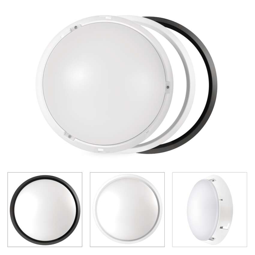 LED Deckenleuchte, rund, schwarz/weiss 14W warmweiss