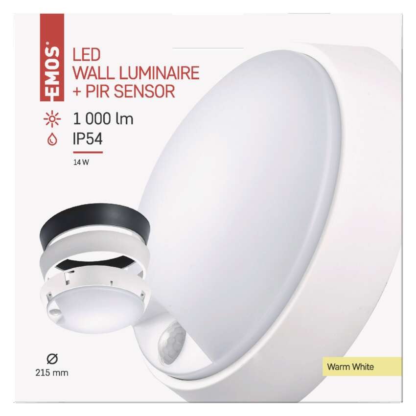 LED Deckenleuchte mit Bewegungsmelder, rund, schw./w. 14W WW