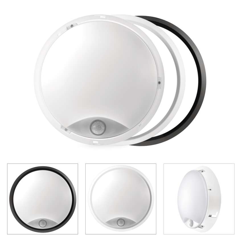 LED Deckenleuchte mit Bewegungsmelder, rund, schw./w. 14W WW