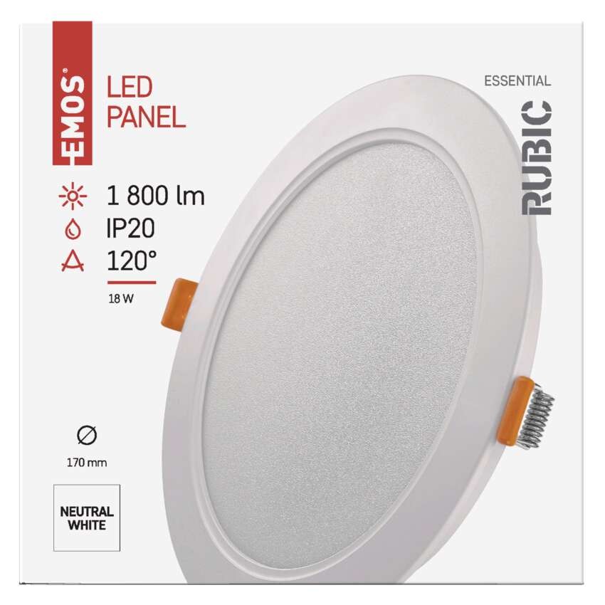LED-Einbauleuchte RUBIC, rund, weiß, 18W, neutralweiß