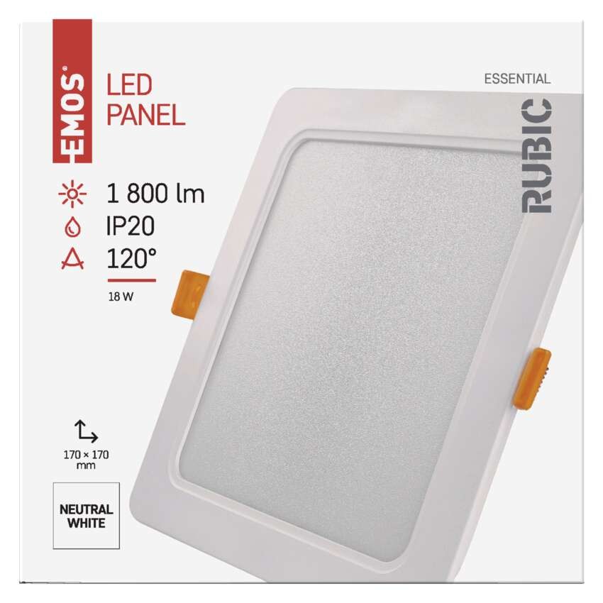 LED-Einbauleuchte RUBIC, quadratisch, weiß, 18W, neutralweiß