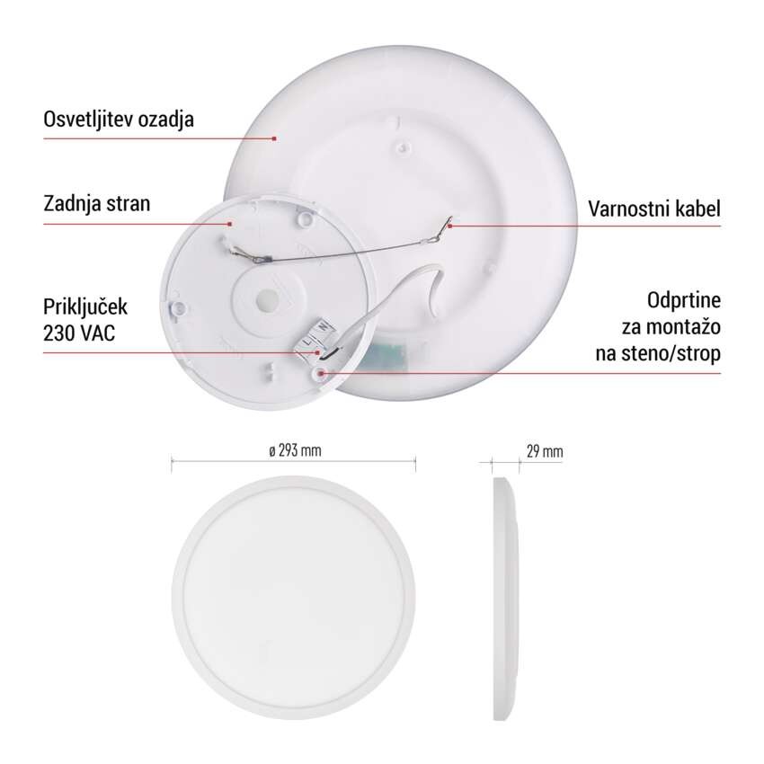 LED svetilo nadometno FLORI okrogla, bela, 18W, nevtralna bela