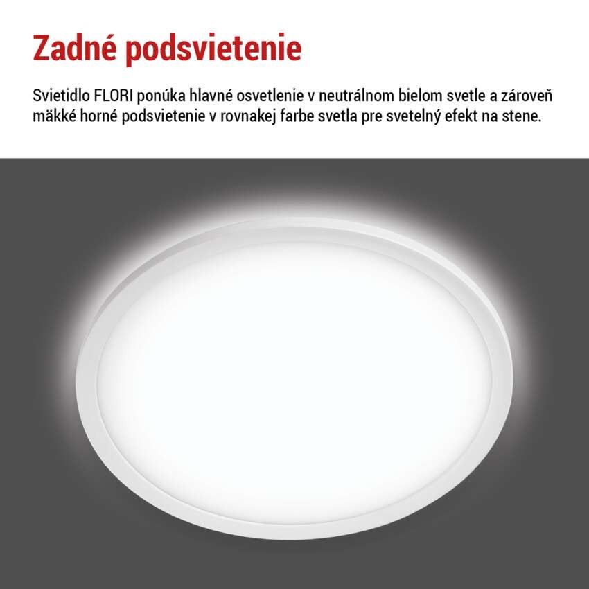 LED prisadené svietidlo FLORI okrúhle, biele, 22W, neutrálna biela
