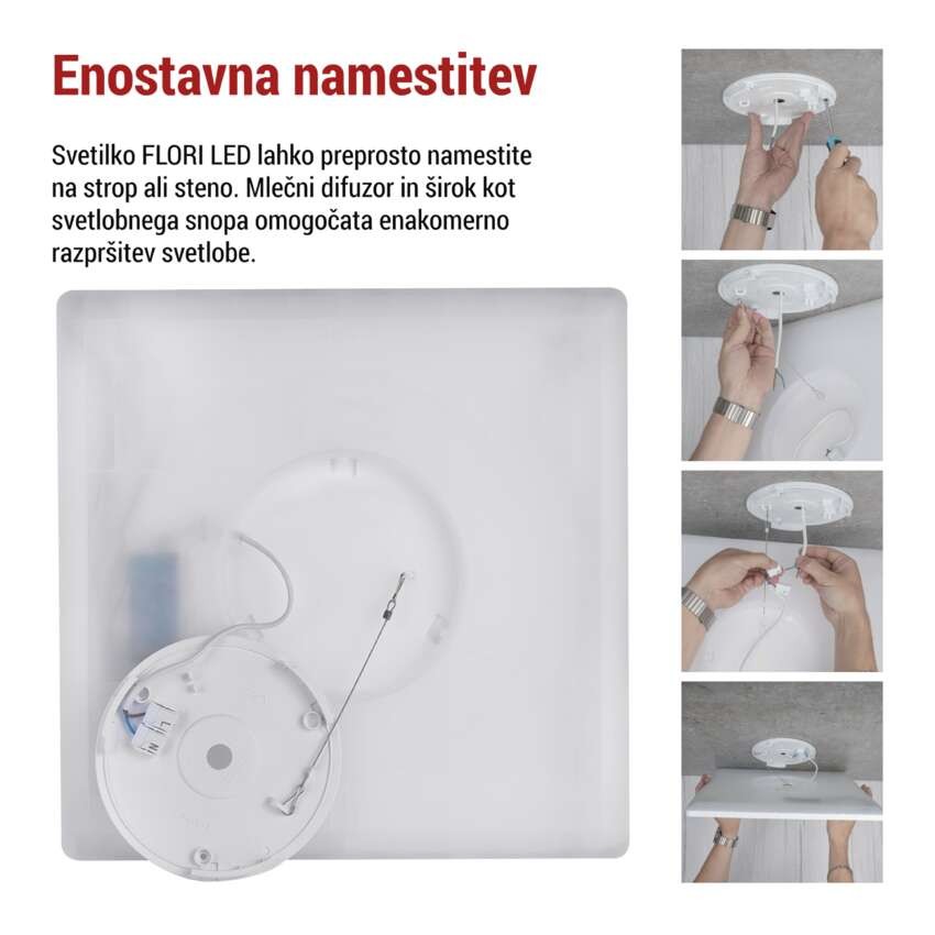 LED svetilo nadometno FLORI kvadratni, bela, 22W, nevtralna bela