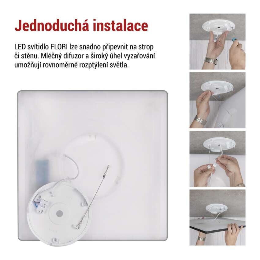 LED přisazené svítidlo FLORI čtvercové, černé, 22W, neutrální bílá