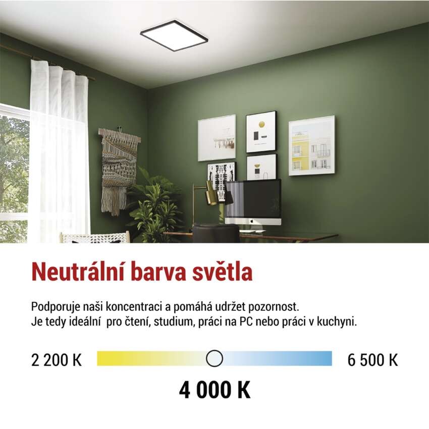 LED přisazené svítidlo FLORI čtvercové, černé, 22W, neutrální bílá
