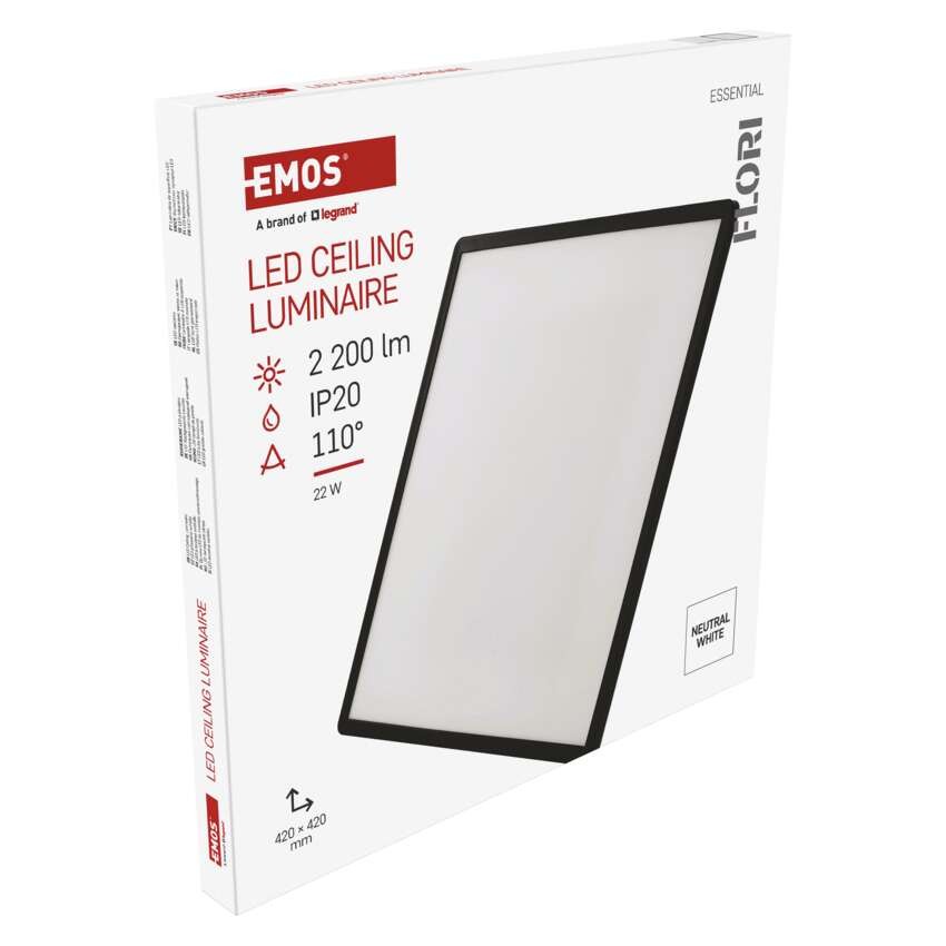 LED-Anbauleuchte FLORI quadrat, schwarz, 22W, neutralweiß