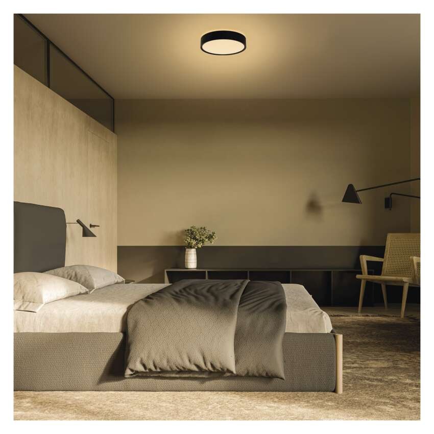 LED-Anbauleuchte RORI rund, schwarz,17W, mit Farbtemperatur-Änderung